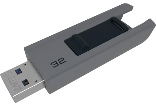Emtec ECMMD32GB253 - Clé USB - 3.0 (3.1) - Série Runners - Collection B250 Slide - 32 Go - Slider coulissant - Gris / Noir - Design exclusif
