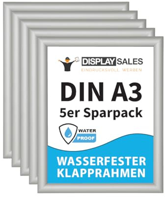 DISPLAY SALES Klapprahmen Outdoor wasserdicht Alu Plakatrahmen wetterfest (5, Silber, A3)