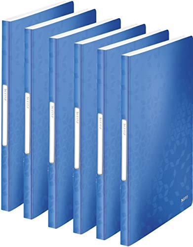 Leitz WOW Sichtbuch in A4 Format, Mit 40 Klarsichthüllen für 80 Blatt, WOW, (Blue | 6er Pack)