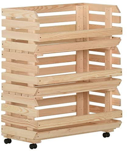 vidaXL Chariot à légumes 77x30x80 cm Bois de pin Solide