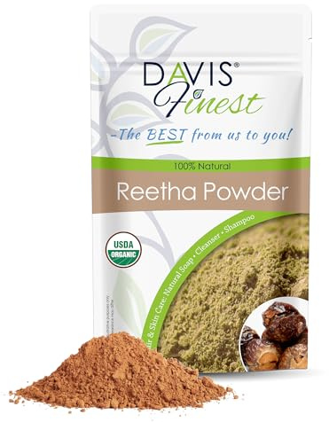 Davis Finest Reetha Aritha Soap Nuts Powder 250 g, SLS-fri, schampo, tvål, kroppstvätt, djuprengöring, vegan (250 g)