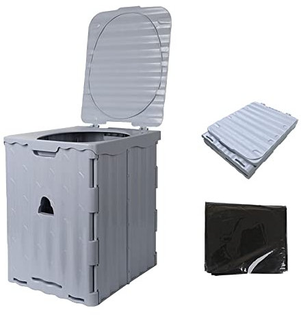 GOTOP Portable Camping Toilet with Lid and 15 Toilet Bags - Adults Folding Car Toilet - Outdoor Collapsible Travel Potty Ideal for Hiking, Festival, Campervan, Fishing, Traffic Jams