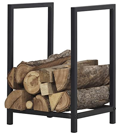 [en.casa] Portalegna (AxLxP) 50 x 40 x 30 cm Deposito per Legna da Ardere Supporto Tronchi in Acciaio per Uso Esterno/Interno Scaffale da Legnaia - Nero