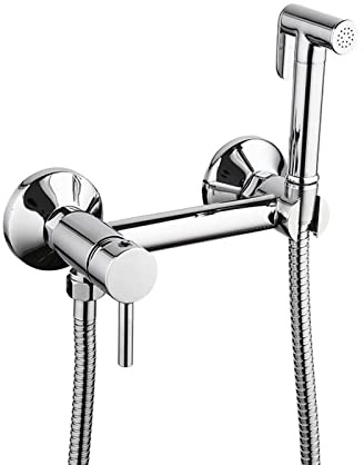 FQYEP Spruzzatore Per Bidet,Spruzzatore Acqua Per Bidet,Doccetta Per Wc Con Miscelatore,Spruzzatore Per Bidet Tenuto In Mano,Ottone,Ceramica,Spruzzatore Bidet Per Wc,Cromo