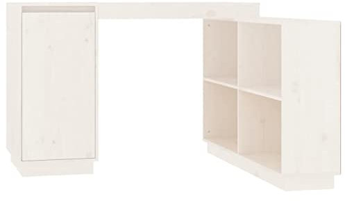 vidaXL Schreibtisch Bürotisch Arbeitstisch Computertisch Tisch Holztisch Büro Laptoptisch Büromöbel Weiß 110x50x75cm Massivholz Kiefer
