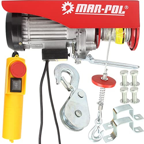 Argano elettrico Paranco sollevatore Montacarichi 400kg / 800kg 1300W Verricello Corda Acciaio Ø5,5mm 12m/6m telecomando da Soffitto Balcone Professionale Domestico