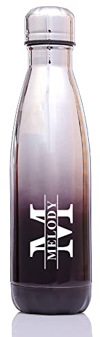 Personalised Insulated Water Bottle 500ML Water Bottles for Women Men 24 Hours Cold & 12 Hours Hot Vacuum Flask Stainless Steel Bottles for Birthday Christmas Her Mum(Silver to Black)