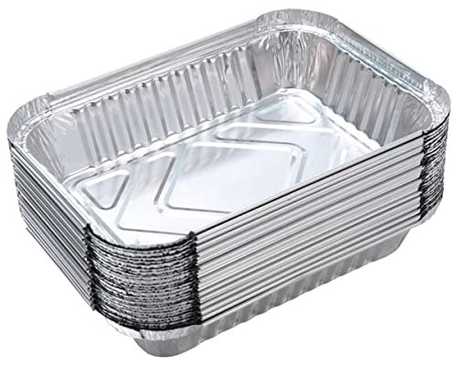 LATRAT 25 Stück Alu-Tropfschalen, Grillschalen Einweg Aluschalen ohne Deckel für Reste, Grill, Kuchen, Obst und Gemüse, 21.6 * 14.7 * 3.5CM