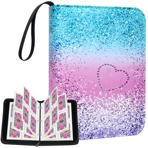 Hukermoon Album Raccoglitore Carte, Album Carte Bambina 4 Tasche 50 Pagine Contenere 400 Carte, Album per Carte da Collezione Unicorno, Porta Carte da Gioco Raccoglitore per Regalo Collezionisti (B)