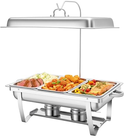 biniliubi Chafing Dish Professionelle Edelstahl Speisenwärmer Catering Buffets Party Profi Besteck Edelstahl Buffet Heizung Dicke Deckel Schutz