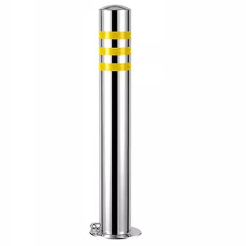ErdBar parkplatzsperre Sicherheitspoller, mit 4 Ankerbolzen und reflektierendem Klebeband, beweglich mit Schloss für Parkplätze, Eingänge, Lager (Color : Yellow, Size : 23.6 * 2.9in)