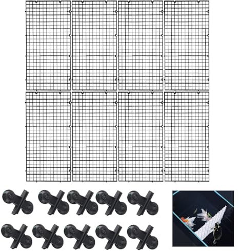JVHLOV 8 Pcs Aquarium Dividers, Aquarium Filter Grid Plastic, Fish Tank Divider, Filtration Plate Fish Tank Divider Tray with 10 Pieces Sucker Clips (30 * 15CM)