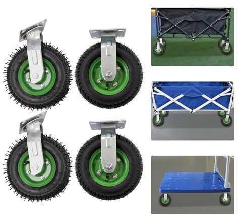 Pneumatic Air Tire Wheel 2 Rigid with 2 Swivel HD Farm Cart Caster Large Universal Wheels for Hand Trucks, Wheelbarrows, Dollies, Trolleys and More – Run Flat with 220 lbs Max Load 4 PCS 8Inch