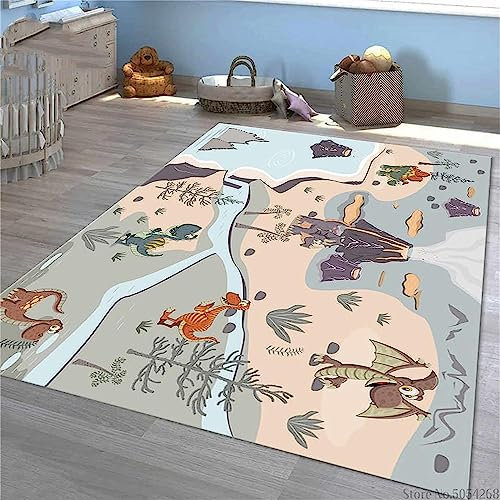 3D Cartoon-Tier-Dinosaurier Kinder Jungen Teppich Dekoration Schlafzimmer Kinderzimmer Wohnzimmer,Modern rutschfest Waschbar Flanell Kinderteppiche 160 X 230 cm -2D1I