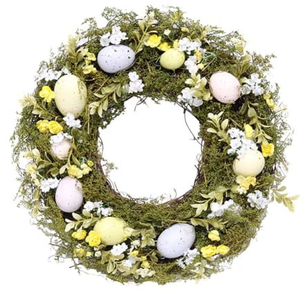 Osterei Blumengirlande, künstliche Osterkränze für Haustür Frühlings Willkommenskranz dekorativer grüner Kranz Osterkranz für die Haustür Künstliche frühlingskranz für Haustür Heimdeko