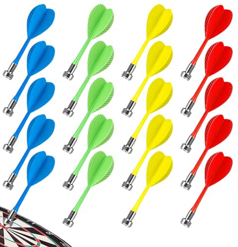 20 stycken magnetiska dartpilar: Säkerhetsmagnet dartpilar bärbara dartpilar professionell dartpilar, mjuka dartpilar Targettillbehör, för familjer barer spelhallar, 4 färgblandningar