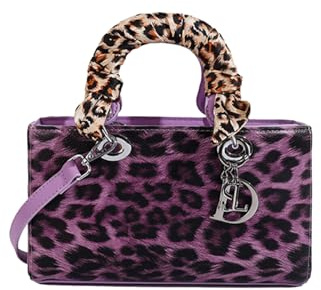CORIOS Handtasche mit Leopardenmuster Damen PU-Leder Schultertasche Wasserdicht Umhängetaschen Mode Messenger-Tasche Henkeltasche Elegant Tote Beutel Tragetasche Henkeltaschen Lila M