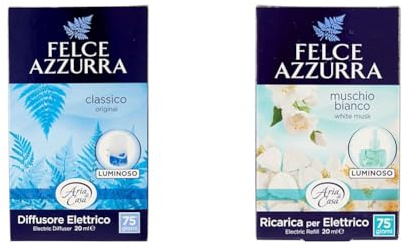 Felce Azzurra - Aria di Casa Profumatore per l'Ambiente, Diffusore Elettrico Classico, Puro Benessere - 20 ml & Aria di Casa, Ricarica Diffusore Elettrico Muschio Bianco, Puro Benessere - 20 ml