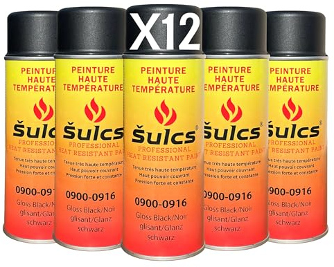 Peinture Haute Température 1200°c Professionnelle - Aérosol 400ml - Noir Ref. 0916 - Haut Pouvoir Couvrant - Barbecue Braséro Four Poêle à bois Insert Cheminée Mécanique Auto Moto ŠULCS BBQ® (12)