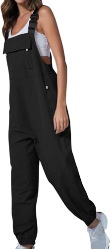Work Overalls for Women Loose Fit Adjustable Straps Cargo Jumpsuit Work Utility & Safety Dungarees & Coveralls Ladies Casual Bib Rompers with Zippered Pockets Hiking Playsuits Suspender Long Trousers
