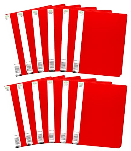 M1SS Pack of 24- A4 Display Books 20 Pockets - 40 Views a4 Document Folders with Poly Plastic Pockets, Presentation Project Folder for Flexible Cover Portfolio Book Folder Red