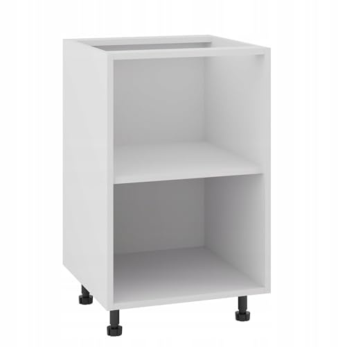 Laclar Unterer Küchenschrank 50/82 mit Zubehör - modulare Schrank - verstellbare Füße - Soft-Close - 18 mm Möbelplatte - einfache Montage - ideal für die Küche - Weiß