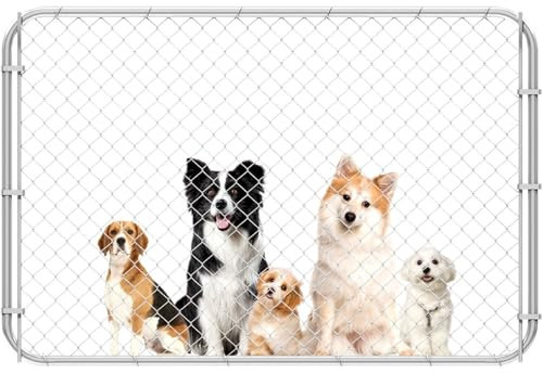 Kicari 26-72 Wx48 H Chain Link Fence Gate, Anti-Rust Galvanized Garden Fence with Gate, Adjustable Outdoor Fence Gate Kit for 2.2–6ft Openings with Round Corner Frame for Yard, Patio & Entry