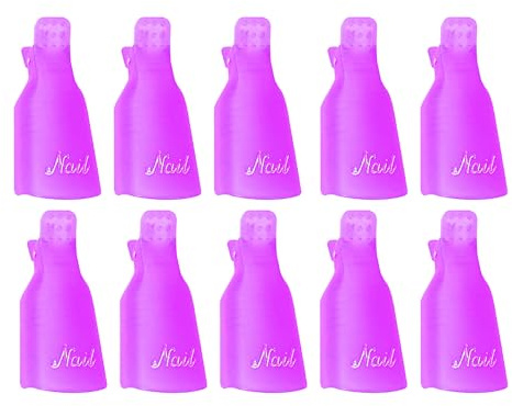G4GADGET Nagellackentferner-Clips, Soak-Off-Gel, Acryl und UV-Nagellack, wiederverwendbar, rutschfest, violett, für Finger und Zehennägel, 10 Stück