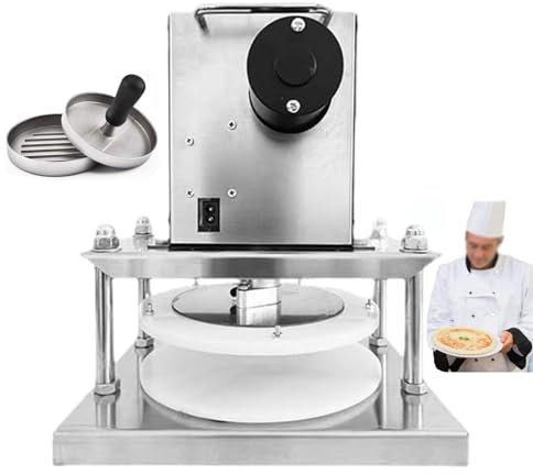 forplubossmmp Commercial Dough Presses Pizza Maker w/Meat Press, Electric Pizza Crust Press Machine 22cm/25cm Platen Electric Pie Press Cookie Presses Stainless Steel for Various Dough Cake,22cm