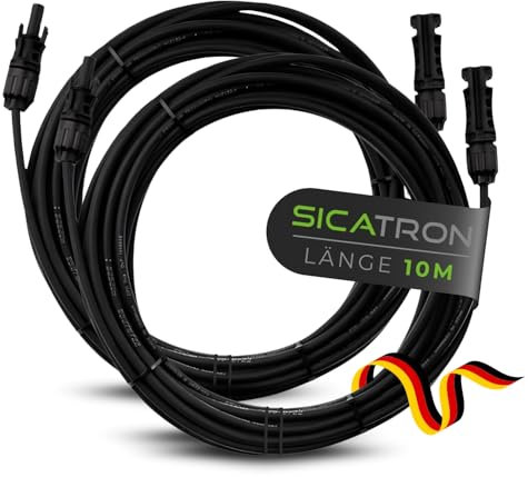 SICATRON Solarkabel mit Stecker I 2x10 MC4-Verlängerungskabel inkl. Stecker I H1Z2Z2-K Solarleitung mit kupferverzinntem PV-Kabel I Wetter- & UV-beständig
