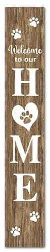 Geroclonup Panneau vertical « Welcome To Our Home » de 50,8 x 304,8 cm pour porte d'entrée, porche, grand panneau de bienvenue en bois pour décoration d'intérieur et d'extérieur