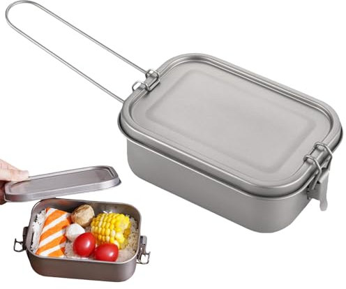 Fiambrera de metal, titanio, metal y titanio, caja para alimentos, caja de alimentos con tapa hermética, caja de metal con cerradura