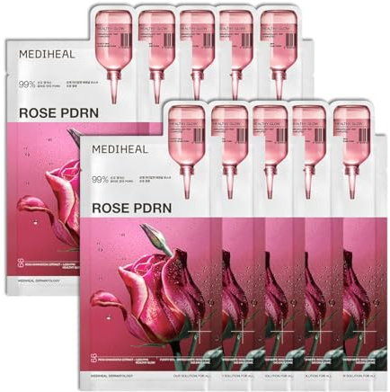 Mediheal Rose Pdrn Essential tygmask med ren vit roseextrakt och hyaluronsyra för fukt och åtstramning, 10 st.