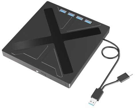 Nsssunnre 7 in 1 USB 3.0 CD DVD Burner Type C External CD DVD Optical Drive USB Hub Portable CD DVD Player for PC Laptop