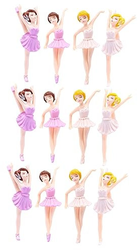Abaodam 3 Sätze Ballerina-mädchen-ornamente Figur Puppe Kuchen Schmücken Essbar Bastelsachen Bastelset Pappbecher Spielzeuge Ballerina-cupcake-topper Dessert-topper Pvc 4 Stück * 3