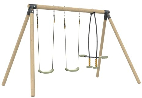 TP Toys Portique 2 Balançoires et Vis-à-vis, Bois PEFC™, H190 Cm, Anémone
