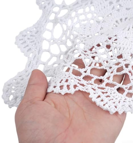 Napperon carré vintage en coton avec dentelle au crochet et nappe, nappe rectangulaire en dentelle avec motifs floraux élégants, pour décoration (40 x 40 cm, blanc)