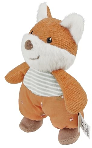 Sterntaler Kuscheltier S Fuchs Filou - kleines Plüschtier aus weichem Flausch & Cord - Baby Spielzeug ab Geburt - treuer Begleiter mit Rassel zum Spielen, Kuscheln & Entdecken, rost, 16 cm