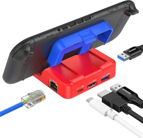 MOGOOD Switch 2 Docking Station 100W PD, 1Gbps Ethernet, 4K@60Hz, 2*USB 3.0 Stecker, Tragbare Docking Station Kompatibel mit Nintendo Switch 2/1/OLED