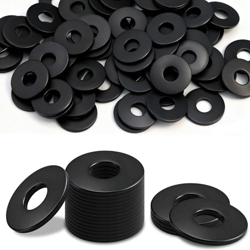 qjuwhua 100 Stück Unterlegscheiben M6 Schwarz DIN 9021 Distanzscheiben Beilagscheiben Karosseriescheiben Kohlenstoffstahl Dichtung Flat Washers für Schrauben Muttern Schraubbolzen Gewindestangen
