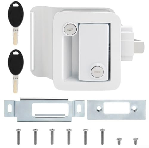 Oniissy Serratura RV3 con pannelli in plastica aperti all'interno e all'esterno SCO – Maniglia per porta camper in lega di zinco per rimorchi da viaggio, camper e trasportatori di carichi (bianco)