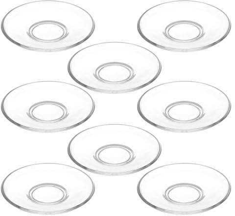 ERINGOGO 8 Piezas De Platillos De Vidrio Transparente Bandeja De Postre De Vidrio Bandeja Para Tazas De Té Platillos Redondos Para Café Posavasos Platos Pequeños De Platos