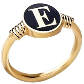 WORLD WIDE GEMS Emaille-Siegelring mit Initiale – Buchstabe | 925er Sterlingsilber (Ringgröße 5–12,5) vergoldet | WW_PDR_00340, 13x11mm, Sterling Silber, Kein Edelstein
