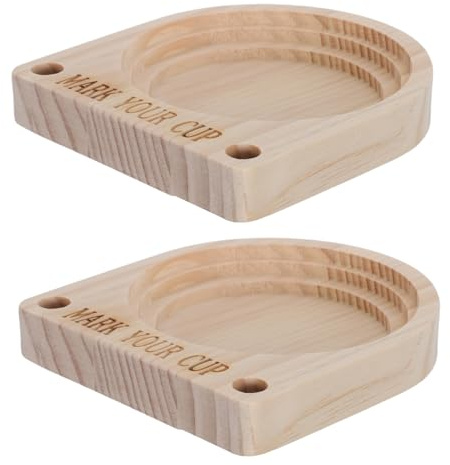 DECORNIJIA Portavasos de Madera Rústica con Ranuras para Marcador, Soporte Organizador de Tazas Desechables 12,7x11,5x2 Cm, 2 Unidades para Fiestas, Cocina, Picnics y Eventos