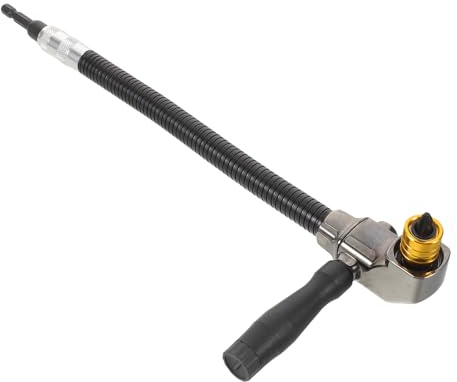 Tofficu Right Angle Electric Drill Attachment 90 Degree Chuck with Flexible Shaft Extension Rod, Power Drill Bit Adapter for Woodworking and Tight Corner Drilling Tasks
