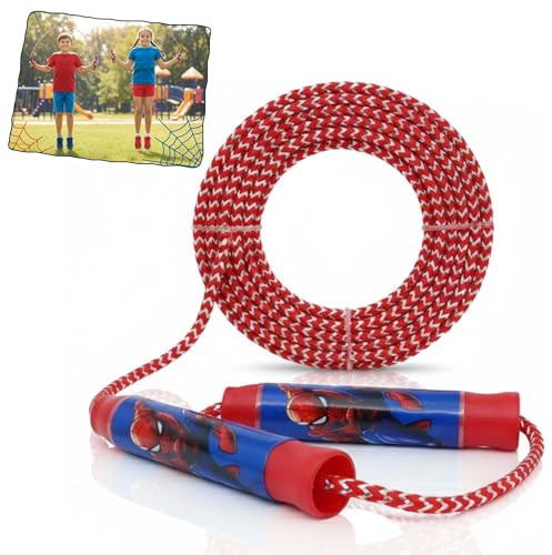Spiderman Kids Skipping Rope 2m Adjustable Jump Rope with Handles Children Fitness Exercise Outdoor Indoor Game Toy Gift for Boys Girls Age 3 Plus