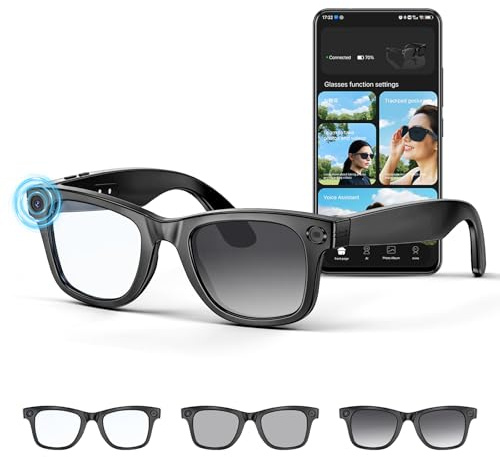 Mingtawn AI Smart Glasses 4K HD-Kamera, 270 mAh, 800 W Anti-Verwacklungs-Kamera-Brille mit Videoaufzeichnung, Dual-Mikrofon, Simultanübersetzung/GPT-Objektidentifizierung (Photochrome Gläser)