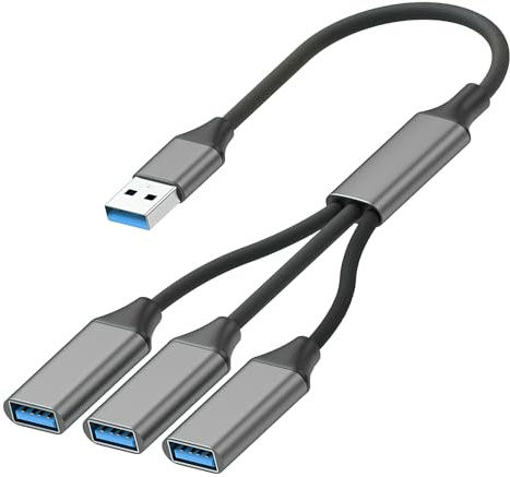 Mowpiny USB Splitter Cable 30CM, Type A 1 Macho a 3 Hembra Adaptado | Duplicador USB 1 en 3, Tipo A HUB Splitter con 1 Puerto USB 3.0 y 2 USB 2.0, para PC Laptop Mac PS5 PS4 Xbox Teclado Ratón