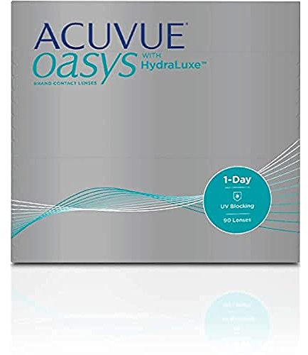 ACUVUE OASYS 1-Day Tageslinsen helfen das Gefühl von müden & trockenen Augen zu reduzieren – Tageskontaktlinsen mit -5 dpt und BC 8.5 – UV Schutz & angenehmes Tragegefühl – 90 Linsen