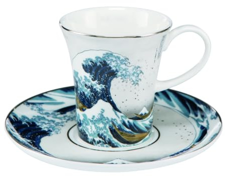 Goebel Hokusai Espressotasse DIE Welle Silber 100ml Porzellan